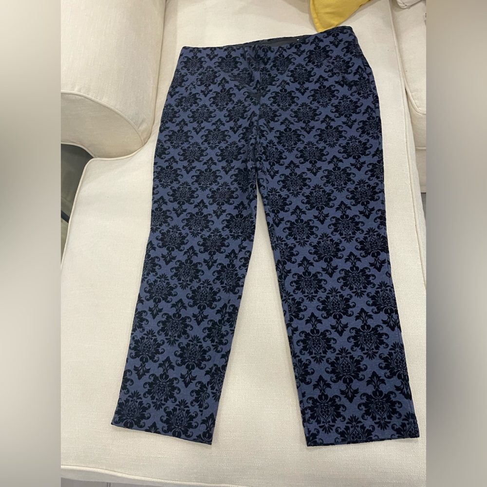 Blue velvet ankle pants